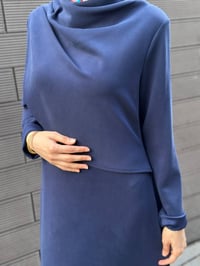 Nuss Triko 27K2044 Lacivert Omuzdan Kapak Detaylı Elbise