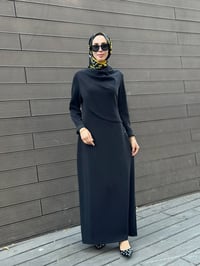 Nuss Triko 27K2044 Siyah Omuzdan Kapak Detaylı Elbise