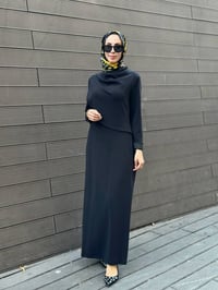 Nuss Triko 27K2044 Siyah Omuzdan Kapak Detaylı Elbise