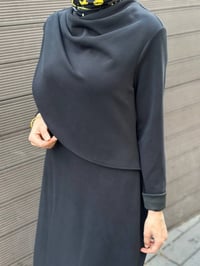 Nuss Triko 27K2044 Siyah Omuzdan Kapak Detaylı Elbise