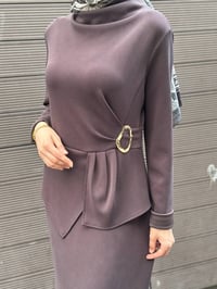 Nuss Triko 27K2051 Kahve Beli Toka Detaylı Elbise