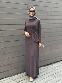 Nuss Triko 27K2051 Kahve Beli Toka Detaylı Elbise
