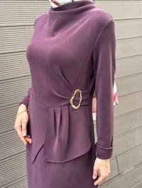 Nuss Triko 27K2051 Mürdüm Beli Toka Detaylı Elbise