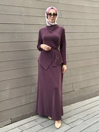 Nuss Triko 27K2051 Mürdüm Beli Toka Detaylı Elbise