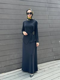 Nuss Triko 27K2051 Siyah Beli Toka Detaylı Elbise