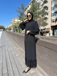 Qeffa Q174 Siyah Pilise Dantel Detaylı Ferace