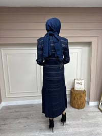 Qooq 24FW404 Lacivert Triko Elbise