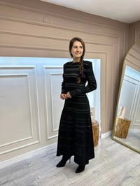 Qooq 24FW404 Siyah Triko Elbise