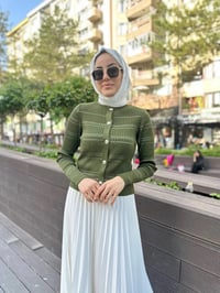 Qooq 24SS699 Haki Triko Hırka