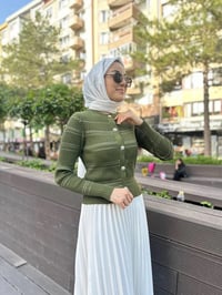 Qooq 24SS699 Haki Triko Hırka
