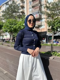 Qooq 24SS699 Lacivert Triko Hırka