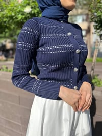 Qooq 24SS699 Lacivert Triko Hırka
