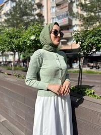 Qooq 24SS699 Mint Triko Hırka