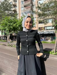 Qooq 24SS699 Siyah Triko Hırka