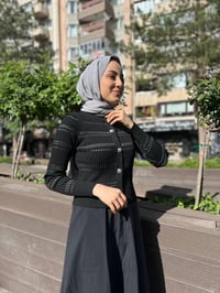 Qooq 24SS699 Siyah Triko Hırka