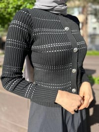 Qooq 24SS699 Siyah Triko Hırka