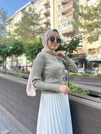Qooq 24SS699 Vizon Triko Hırka