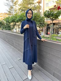 RedShow 23010 Lacivert Önü Şerit Şifonlu Kap
