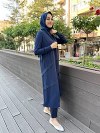 RedShow 23010 Lacivert Önü Şerit Şifonlu Kap