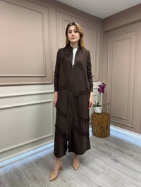RedShow 25095 Kahverengi Şifon Kumaş Detaylı Ferace
