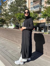 RedShow 25165 Siyah Şerit Detaylı Ferace