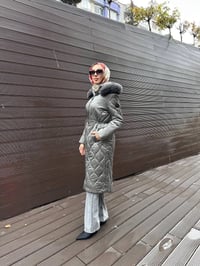 Trenç 5628 Gri Soğan Desenli Şişme Kaban