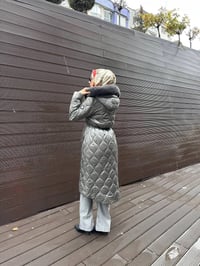 Trenç 5628 Gri Soğan Desenli Şişme Kaban