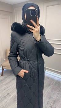 Trenç 5628 Siyah Soğan Desenli Şişme Kaban