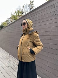 Trenç 5795 Camel Ribanalı Kapitone Mont