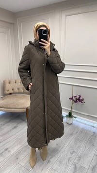Trenç 5921 Kahve Baklava Desen Çıtçıtlı Kaban