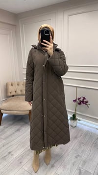 Trenç 5921 Kahve Baklava Desen Çıtçıtlı Kaban
