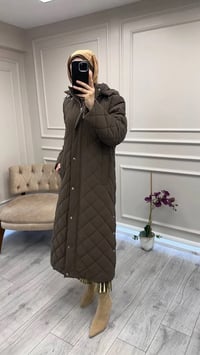 Trenç 5921 Kahve Baklava Desen Çıtçıtlı Kaban