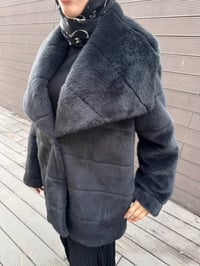 Trenç 7013 Antrasit Geniş Yaka Peluş Kürk Kaban