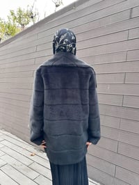 Trenç 7013 Antrasit Geniş Yaka Peluş Kürk Kaban