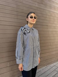 Venöve 26FWGOM0002 Lacivert Çizgili Betty Gömlek