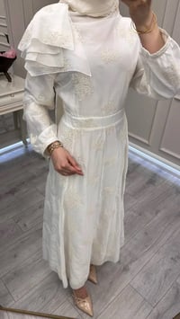 Venöve 26SSELB0026 Beyaz Tobi Elbise