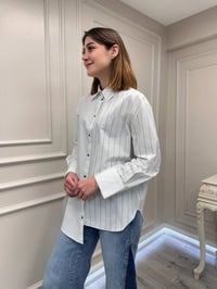 Venöve 26SSGOM0001 Yeşil Çizgili Elsi Gömlek