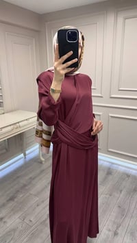 Wennora 1003 Bordo Vatkalı Elbise