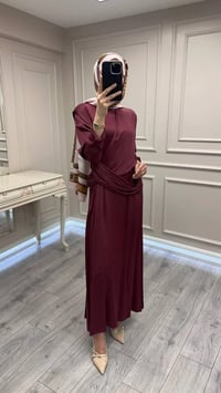 Wennora 1003 Bordo Vatkalı Elbise
