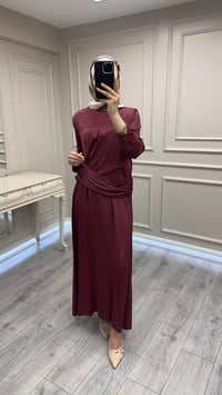 Wennora 1003 Bordo Vatkalı Elbise