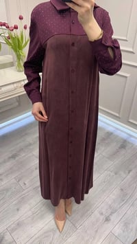 Wennora 1004 Bordo Taşlı Elbise