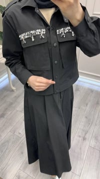 Wennora 1007 Siyah Cepleri Taş İşlemeli Takım