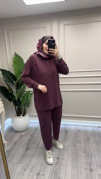 Wennora 1020 Bordo Çiçek Desenli Takım