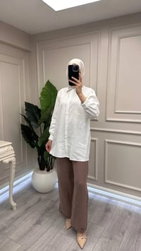 Wennora 1041 Beyaz Keten Gömlek