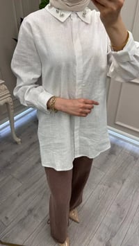 Wennora 1041 Beyaz Keten Gömlek
