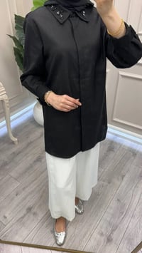 Wennora 1041 Siyah Keten Gömlek