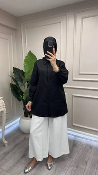 Wennora 1041 Siyah Keten Gömlek