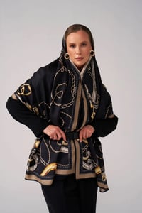 Wennora Lustre Siyah Zincir Desenli Şal