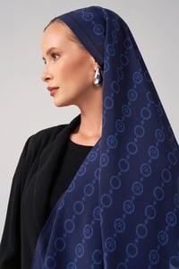 Wennora RoyalShine Lacivert Halka Zincir Desen Şal