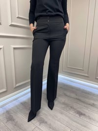 Yusuf Özdemir 26K1483 Siyah Bel Kısmı Detaylı Pantolon